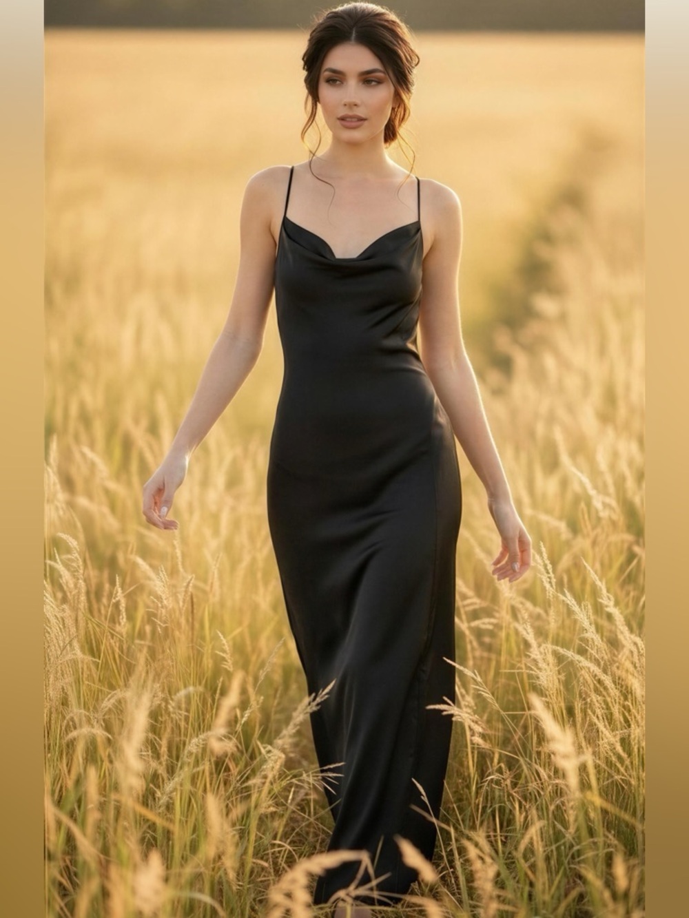Meshki Elegant Black Satin Slip Dress Size XS